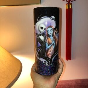 Black Glitter 'Night Couple' Decorative Home Art Tumbler